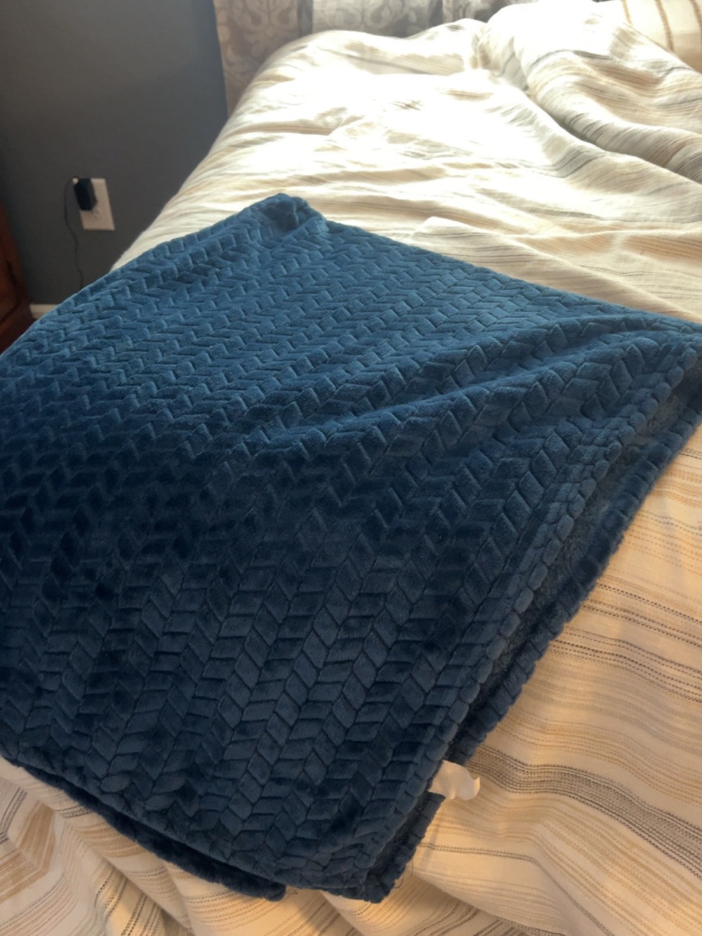 Kirklands Deep Teal Chevron Plush Throw Blanket